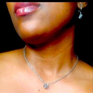 ⚡SALE! Silver Plated Caged Zircon Drop Dangle Earrings